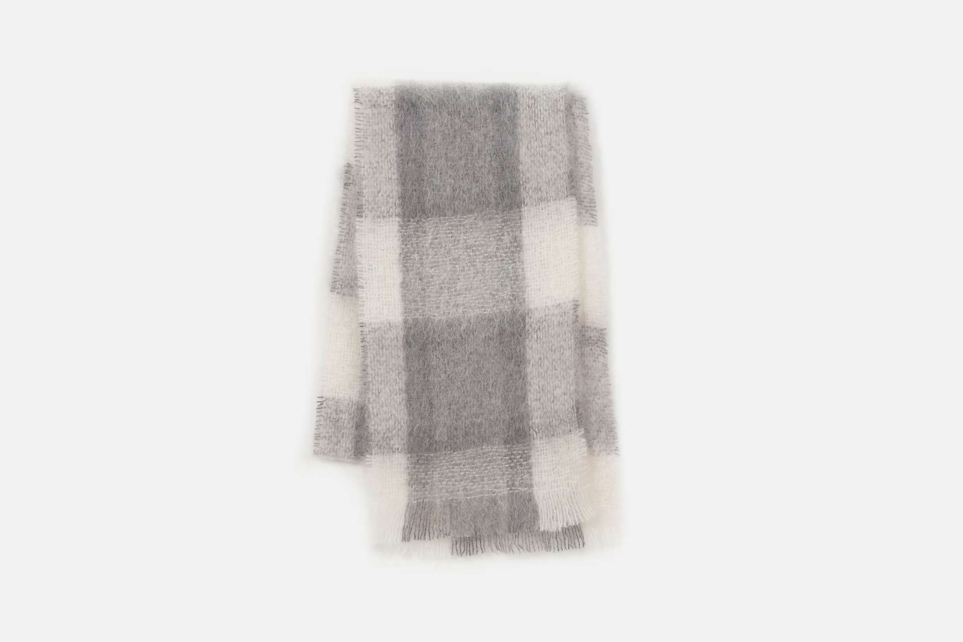 Grey Plaid Drumin Mohair Scarf - Cushendale Woollen Mills