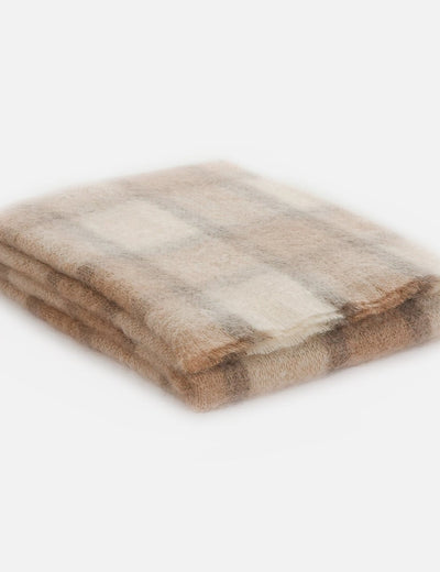Fawn Plaid Drumin Mohair Throw Blanket - Cushendale Woollen Mills