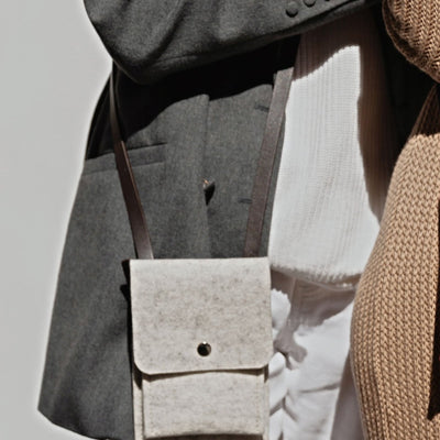Light Grey Felt Crossbody Bag - Cushendale Woollen Mills