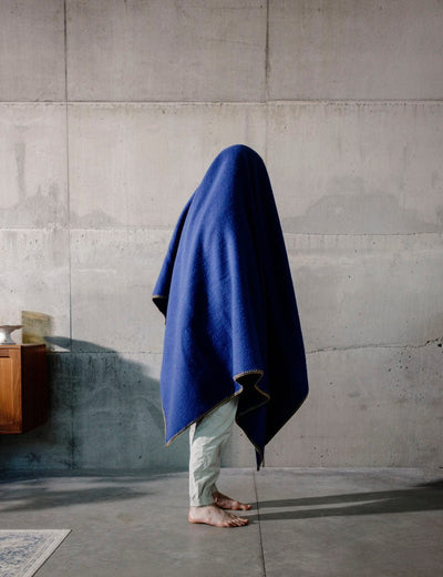 Cobalt Barrow Irish Wool Bed Blanket - Cushendale Woollen Mills