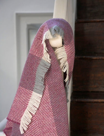 Pink Heather Corrán Irish Wool Throw Blanket - Cushendale Woollen Mills