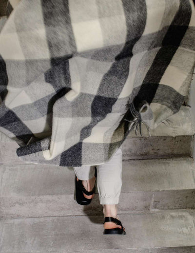 Grey Plaid Ullard Irish Wool Throw Blanket - Cushendale Woollen Mills