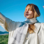 Grey Plaid Drumin Mohair Scarf - Cushendale Woollen Mills