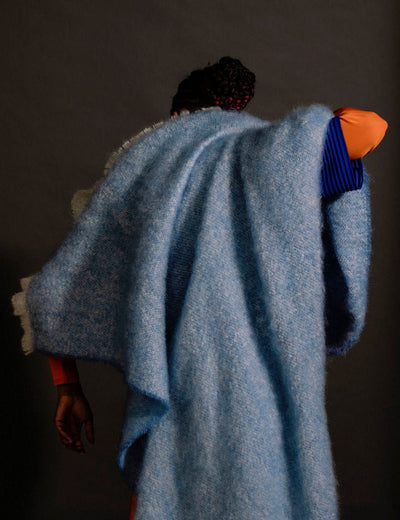 Azure Mooneen Mohair Throw Blanket - Cushendale Woollen Mills