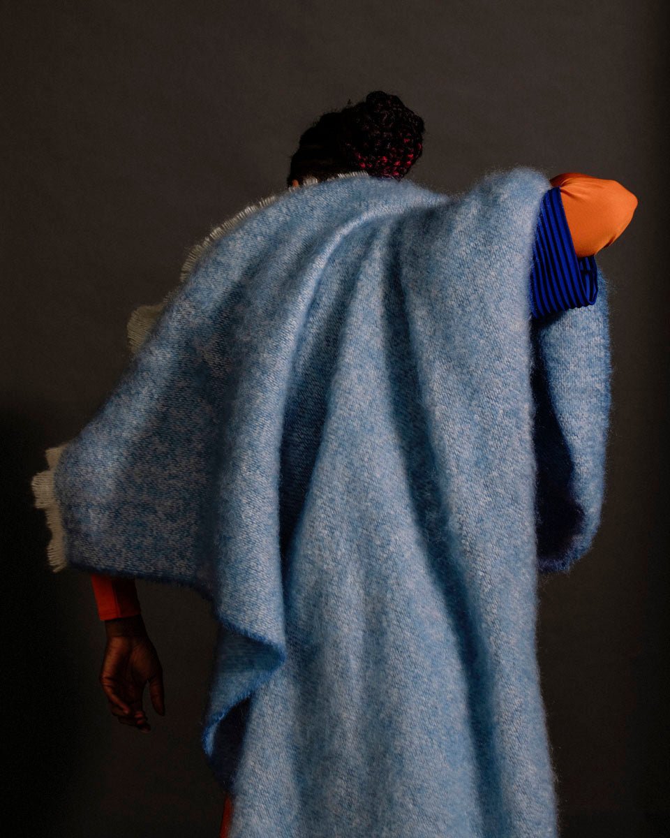 Azure Mooneen Mohair Throw Blanket - Cushendale Woollen Mills