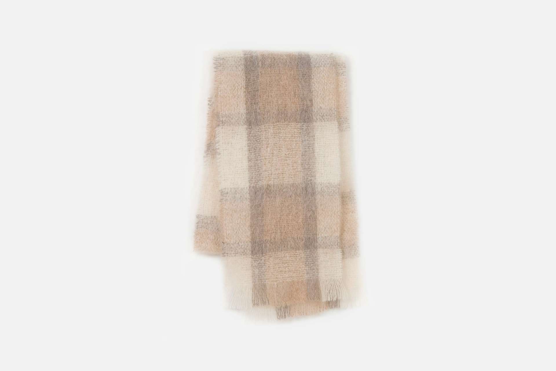 Fawn Plaid Drumin Mohair Scarf - Cushendale Woollen Mills