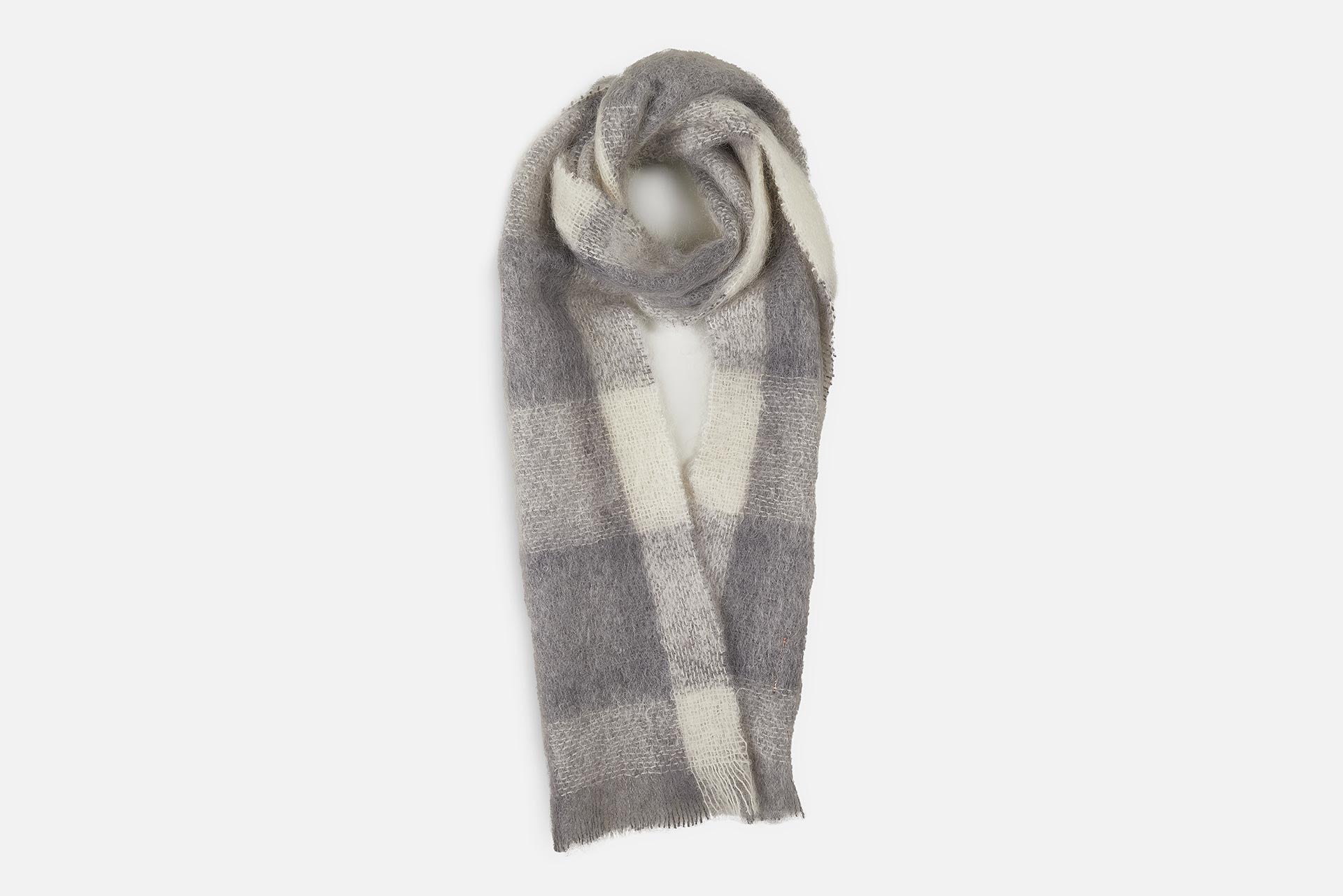 Grey Plaid Drumin Mohair Scarf - Cushendale Woollen Mills