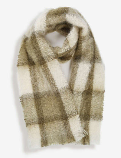 Olive Plaid Drumin Mohair Scarf - Cushendale Woollen Mills