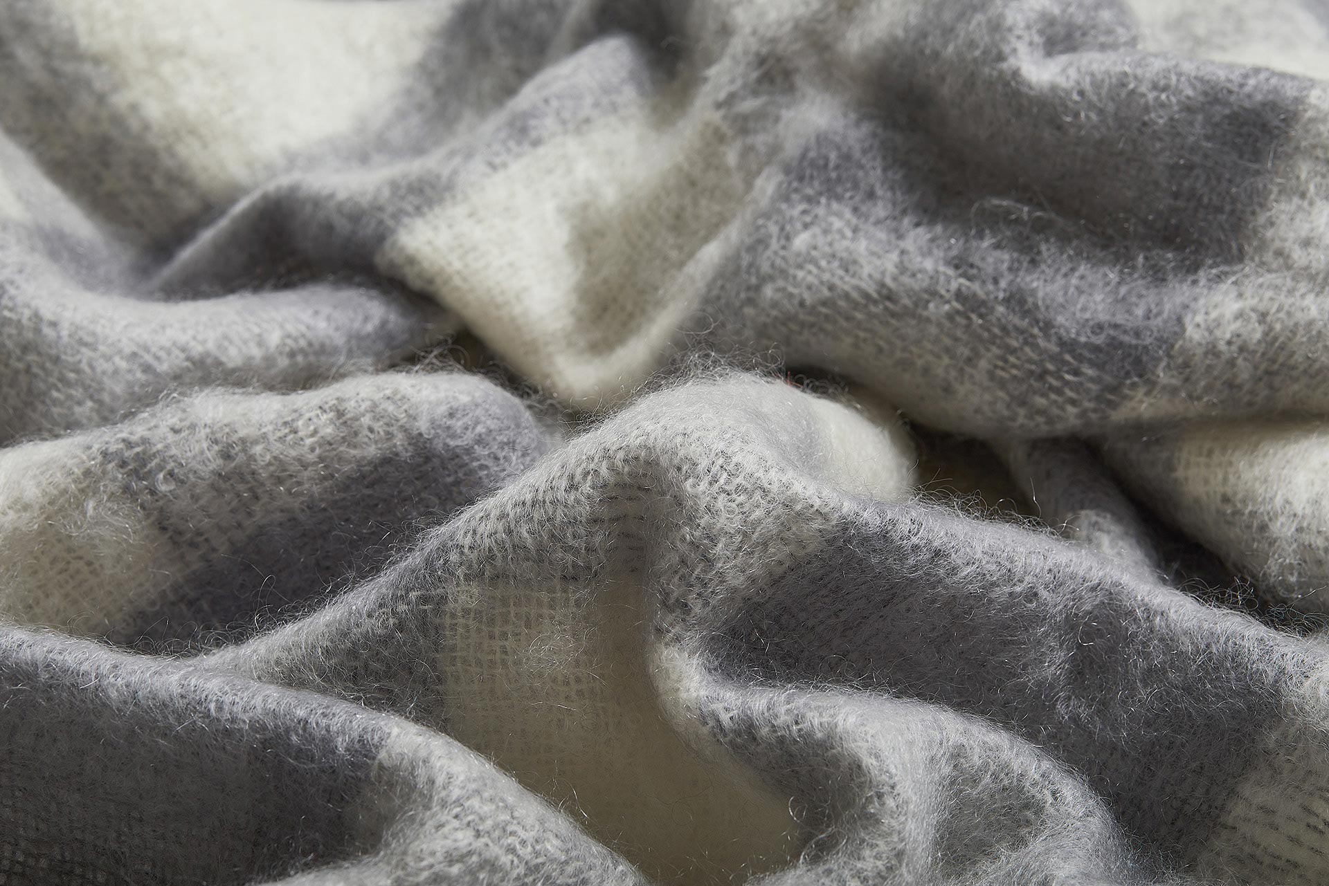 Grey Plaid Drumin Mohair Throw Blanket - Cushendale Woollen Mills