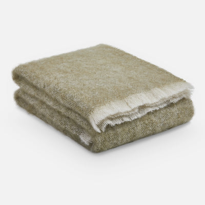 Olive Mooneen Mohair Throw Blanket - Cushendale Woollen Mills