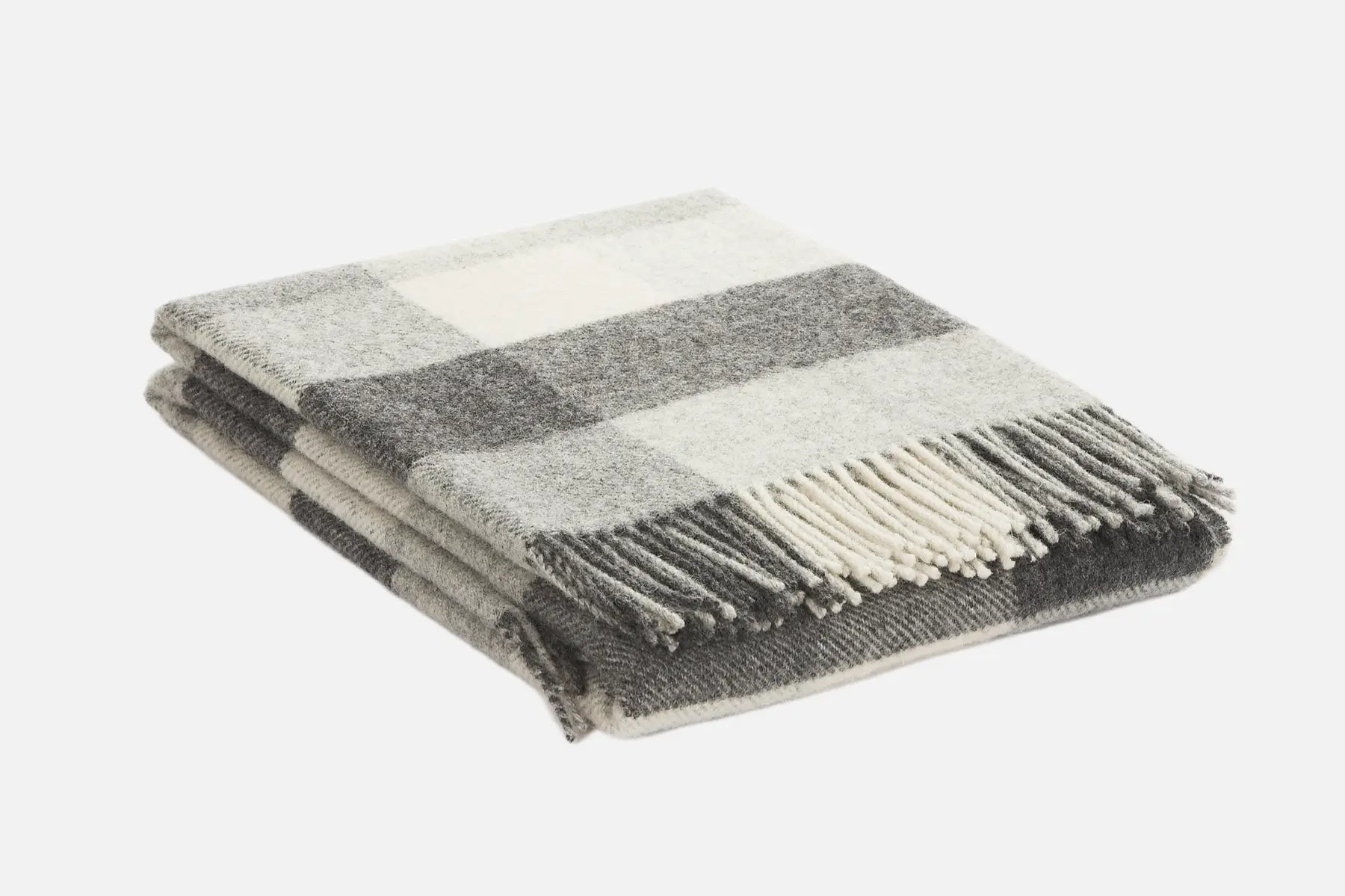 Grey Plaid Ullard Irish Wool Throw Blanket - Cushendale Woollen Mills