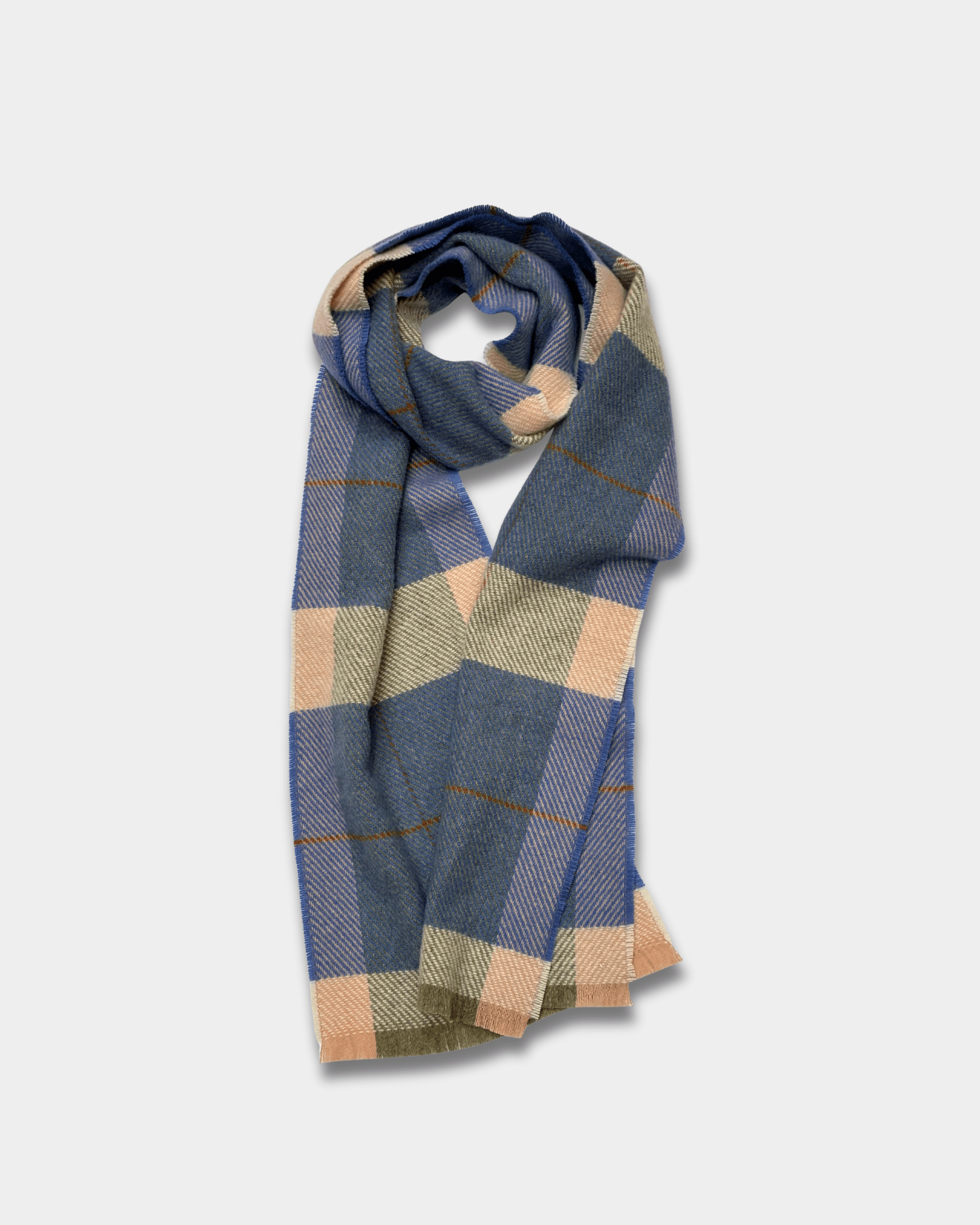 Azure/Ecru Mullins Merino Lambswool Scarf - Cushendale Woollen Mills