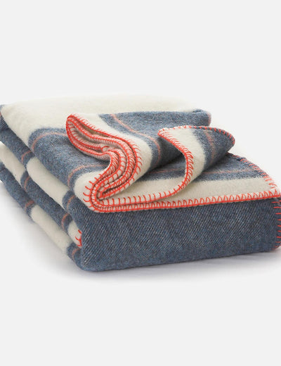 Navy Lacken Irish Wool Bed Blanket - Cushendale Woollen Mills