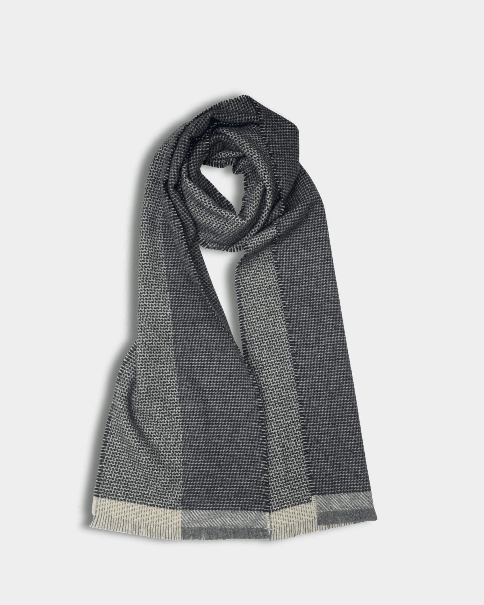 Black/Ecru Tweed Merino Lambswool Scarf - Cushendale Woollen Mills