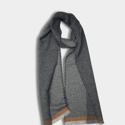 Black/Autumn Tweed Merino Lambswool Scarf - Cushendale Woollen Mills
