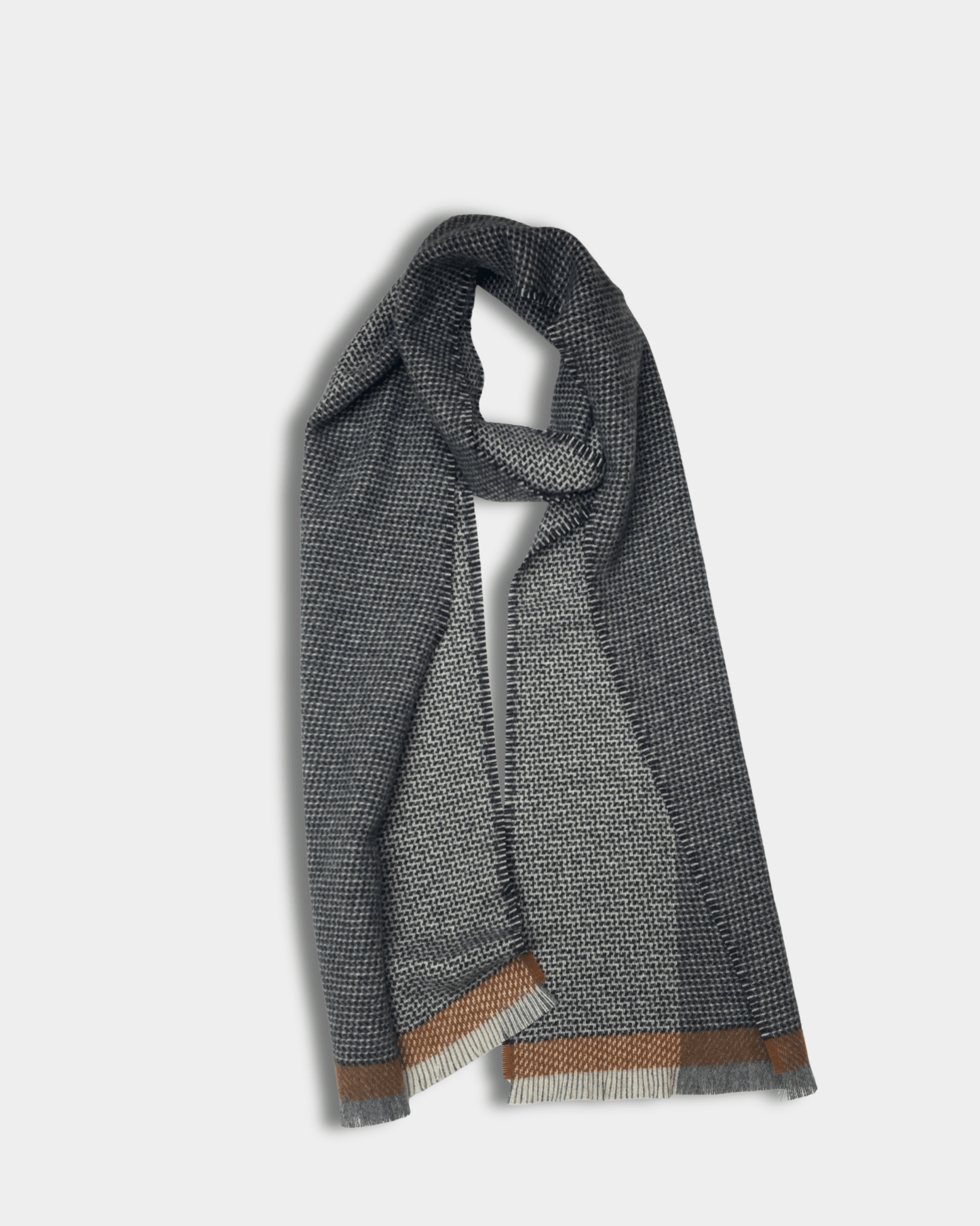 Black/Autumn Tweed Merino Lambswool Scarf - Cushendale Woollen Mills