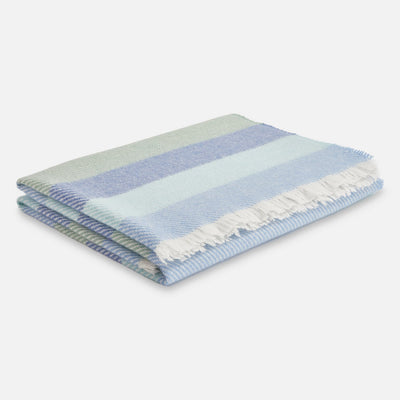 Blue Striped Kileen Lambswool Baby Blanket - Cushendale Woollen Mills