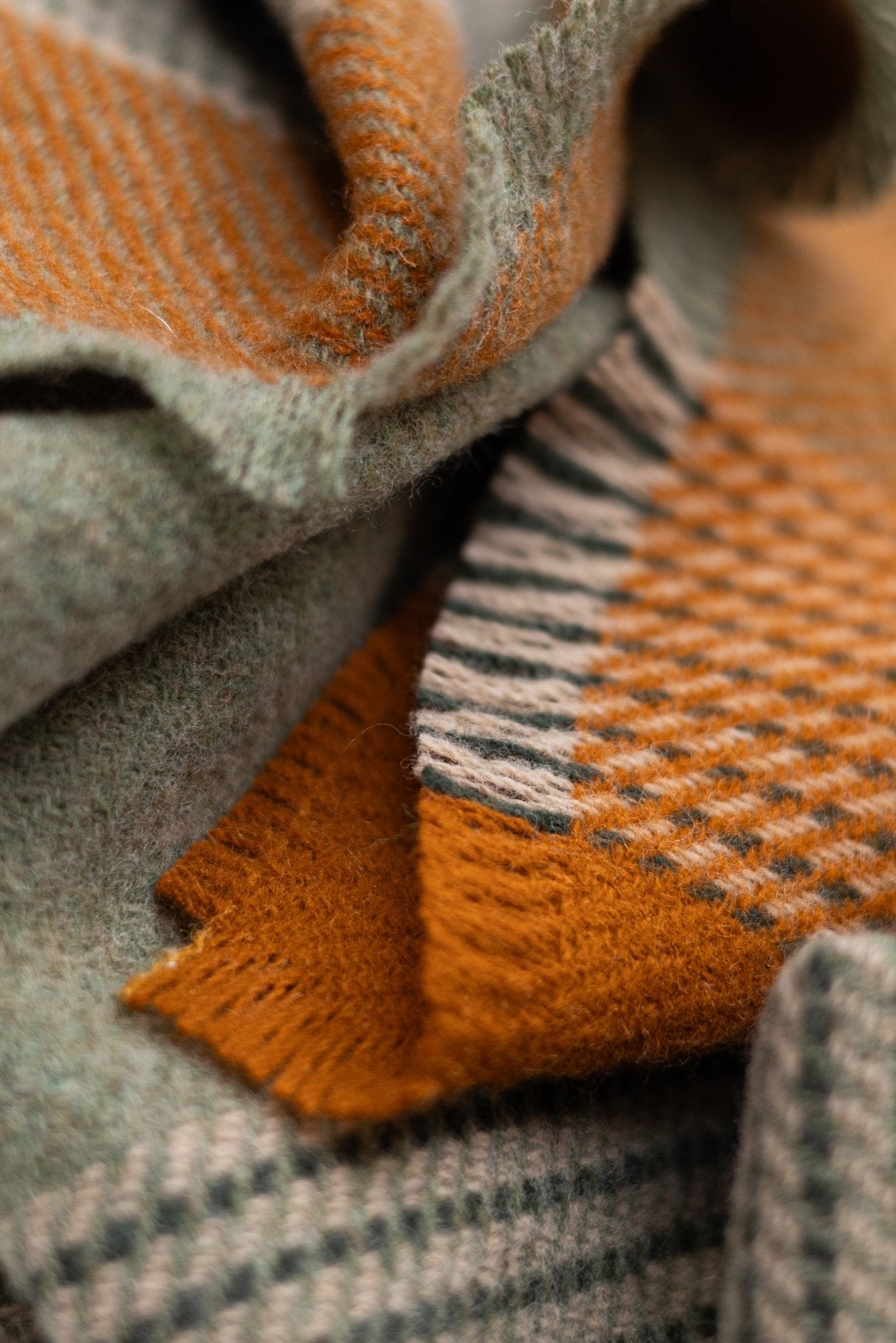 Fern Stripe Heron Lambswool Throw Blanket - Cushendale Woollen Mills
